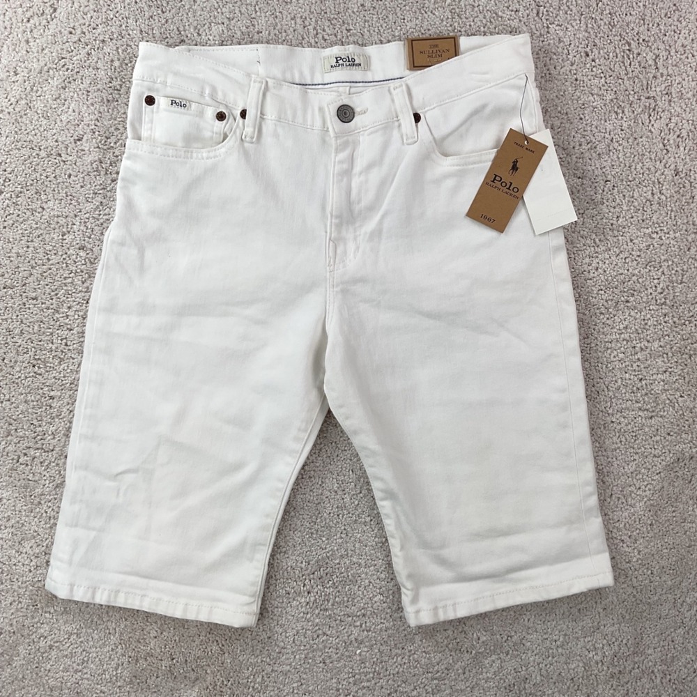 Polo Ralph Lauren Kids White Sullivan Slim Denim Shorts Size 18 NWT